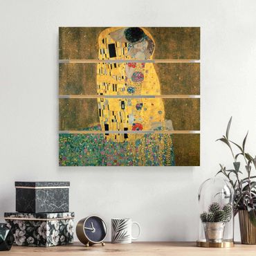 Houten schilderijen op plank Gustav Klimt - The Kiss