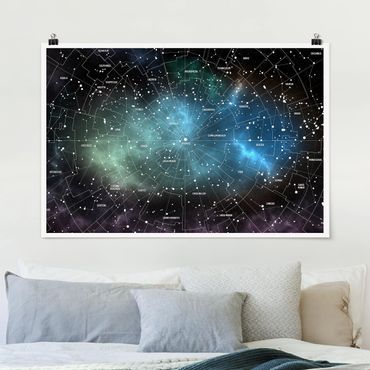 Posters Stellar Constellation Map Galactic Nebula