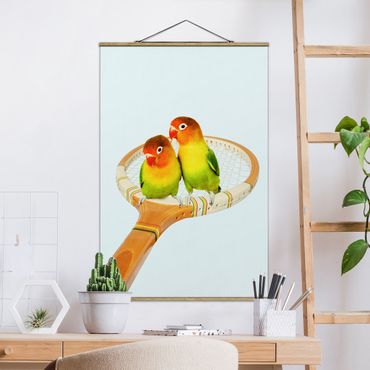 Stoffen schilderij met posterlijst Tennis With Birds