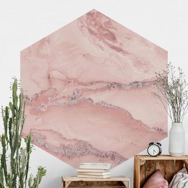 Hexagon Behang Colour Experiments Marble Light Pink And Glitter