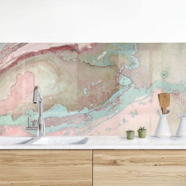 Keukenachterwanden Colour Experiments Marble Light Pink And Turquoise