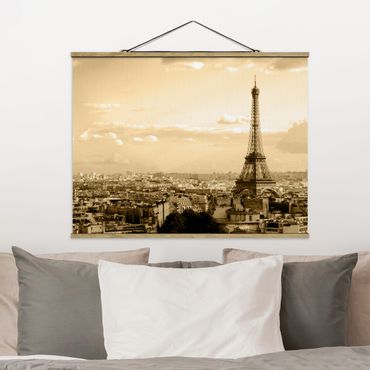 Stoffen schilderij met posterlijst I love Paris