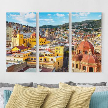 Canvas schilderijen - 3-delig Colourful Houses Guanajuato