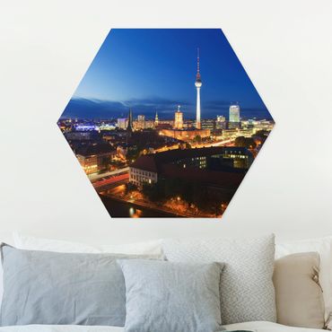 Hexagons Forex schilderijen TV Tower At Night