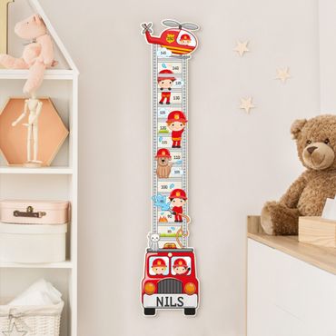 Groeimeter kinderen hout - Fire Brigade Set With Customised Name