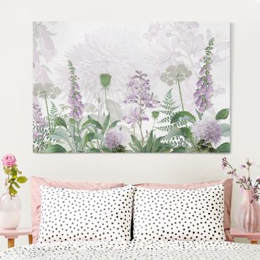Canvas schilderijen - Foxglove in delicate flower meadow