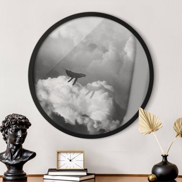 Rond schilderijen Balenottera volante tra le nuvole