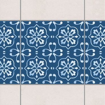 Tegelstickers Dark Blue White Pattern Series No.04