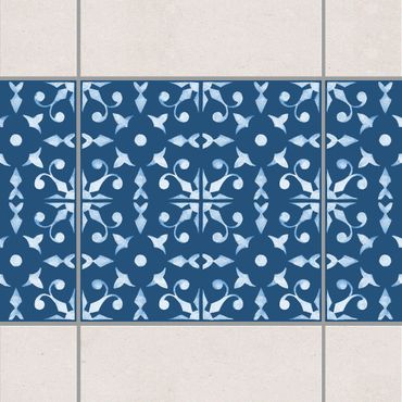 Tegelstickers Dark Blue White Pattern Series No.06