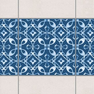 Tegelstickers Dark Blue White Pattern Series No.08