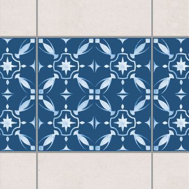Tegelstickers Dark Blue White Pattern Series No.01