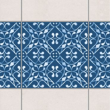Tegelstickers Dark Blue White Pattern Series No.03