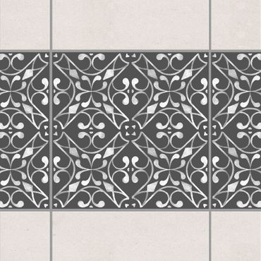 Tegelstickers Dark Gray White Pattern Series No.03