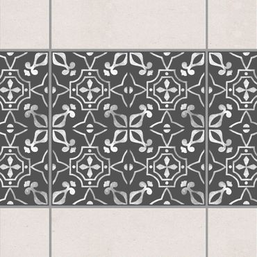 Tegelstickers Dark Gray White Pattern Series No.09