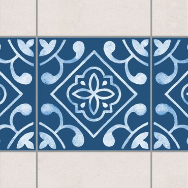 Tegelstickers Pattern Dark Blue White Series No.2