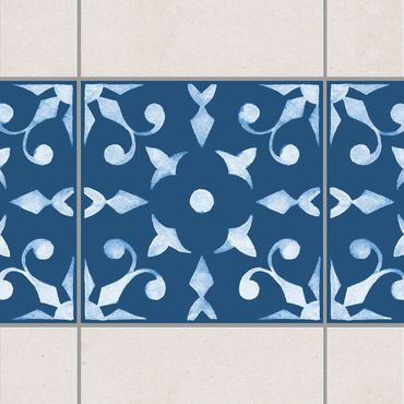 Tegelstickers Pattern Dark Blue White Series No.6