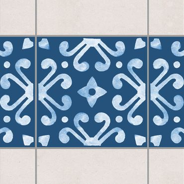 Tegelstickers Pattern Dark Blue White Series No.7