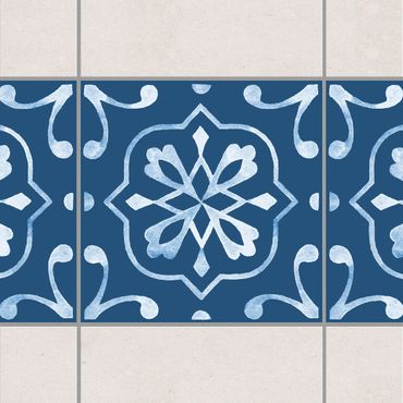 Tegelstickers Pattern Dark Blue White Series No.4