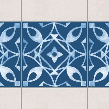 Tegelstickers Pattern Dark Blue White Series No.8