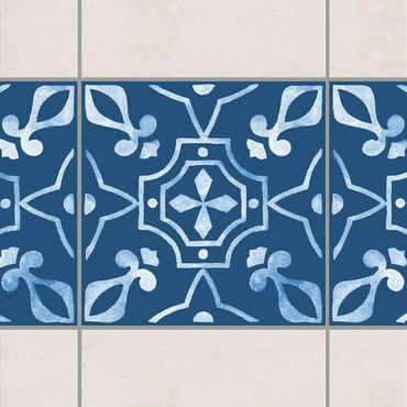 Tegelstickers Pattern Dark Blue White Series No.9