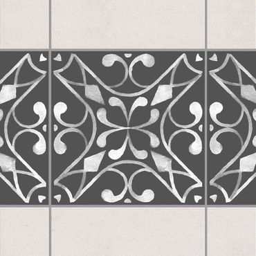 Tegelstickers Pattern Dark Gray White Series No.03