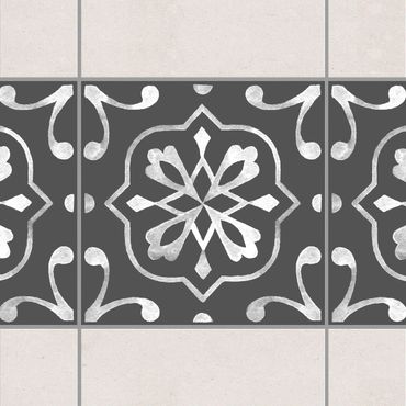 Tegelstickers Pattern Dark Gray White Series No.04