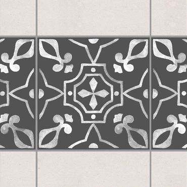 Tegelstickers Pattern Dark Gray White Series No.09