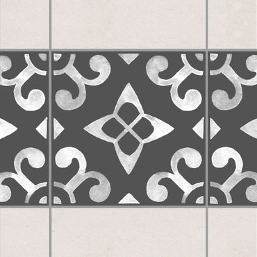 Tegelstickers Pattern Dark Gray White Series No.05