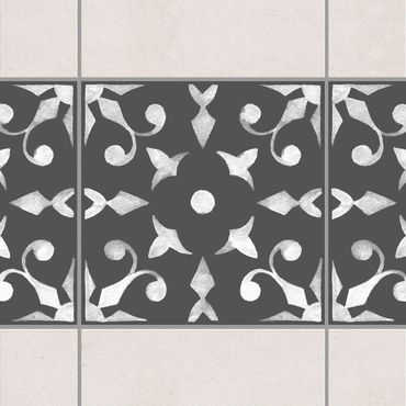 Tegelstickers Pattern Dark Gray White Series No.06