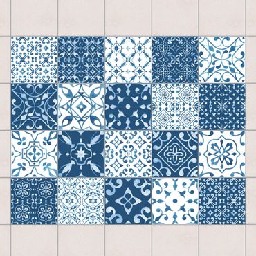 Tegelstickers Multicolour Pattern Blue White