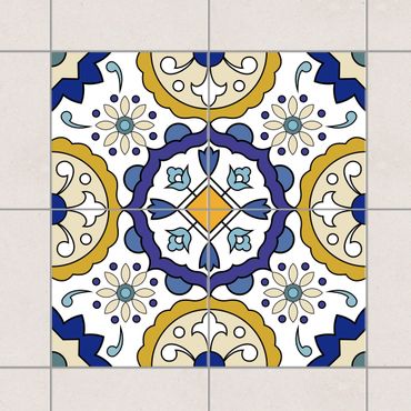 Tegelstickers Flowers ornament from 4 Spanish tiles