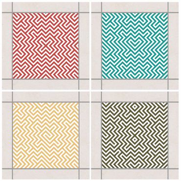 Tegelstickers Geometric Design Colour Set