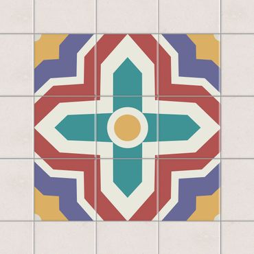 Tegelstickers Tile Sticker Set - Moroccan tiles cross ornament