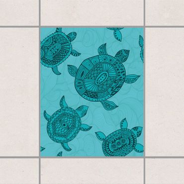 Tegelstickers Polynesian sea turtles