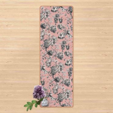 Yogamat kurk Floral Copper Engraving Greyish Pink