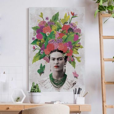 Akoestisch schilderij - Frida Kahlo - Flower Portrait