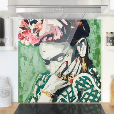 Spatscherm keuken Frida Kahlo - Collage No.3