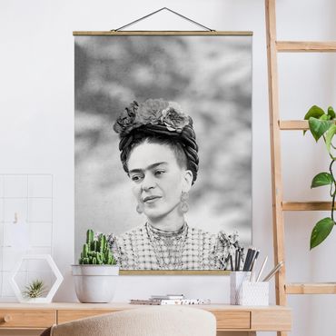 Stoffen schilderij met posterlijst - Frida Kahlo Portrait
