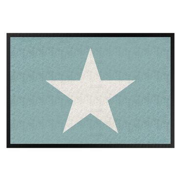 Deurmatten Star In Turquoise Grey