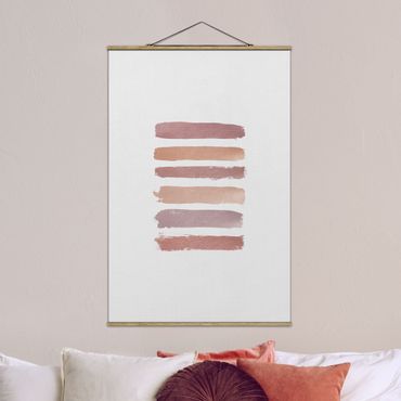 Stoffen schilderij met posterlijst Shades of Pink Stripes