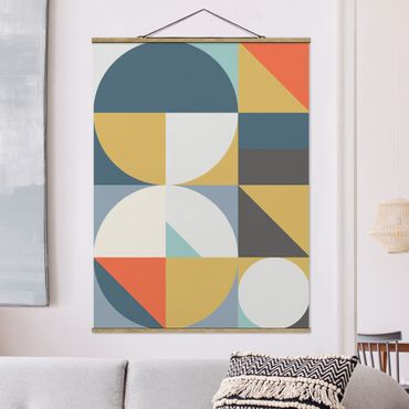 Stoffen schilderij met posterlijst Geometrical Shapes Colourful