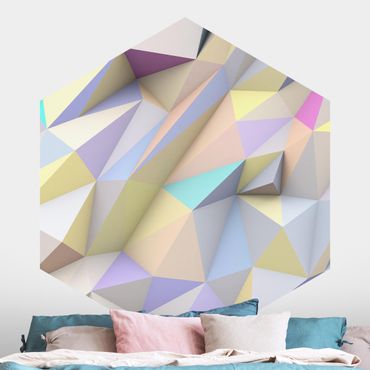 Hexagon Behang Geometrical Pastel Triangles In 3D