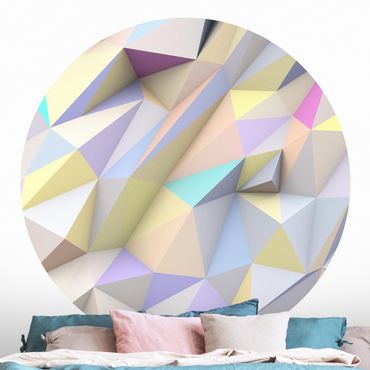 Behangcirkel Geometric Pastel Triangles In 3D