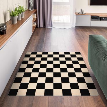 Vloerkleed - Geometrical Pattern Chessboard Black Beige