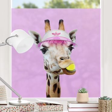 Raamfolie - Giraffe Playing Tennis