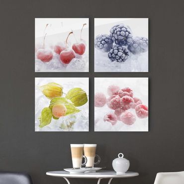 Glasschilderijen - 4-delig Frozen Fruit