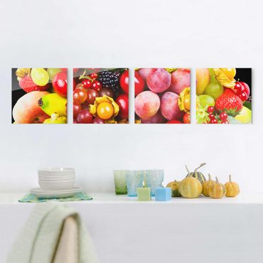 Glasschilderijen - 4-delig Colourful Exotic Fruits