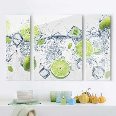 Glasschilderijen - 3-delig Refreshing lime