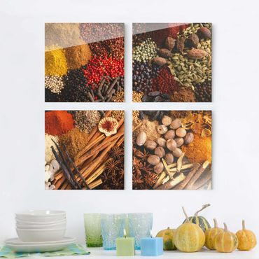 Glasschilderijen - 4-delig Exotic Spices