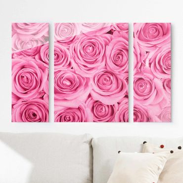 Glasschilderijen - 3-delig Pink Roses